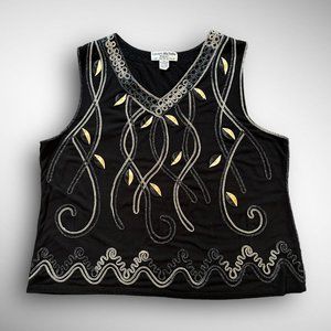 90s vintage black women's top sleeveless 3X Lauren Michelle plus whimsigoth